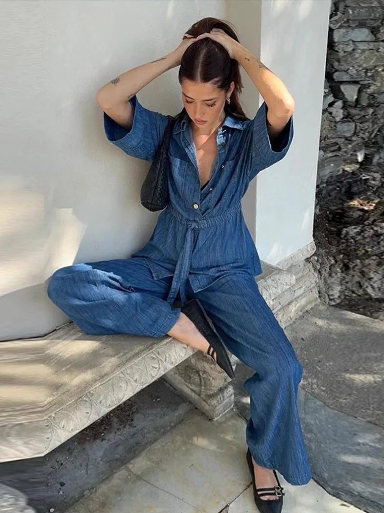 Aiertu  -  Elegant Women's Baggy Jeans Fashion High Waist Pocket Wide Leg Female Trouser 2025 Spring Lady Casual All-match Denim Pant New Aiertu