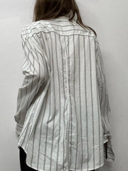 Aiertu  Striped Print Loose Shirt for Women Casual Single-breasted Oversized Blouses Streetwear Fashion Turn-down Neck Top Aiertu