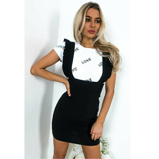 Aiertu  Fashion Women Dress Check Dog Tooth Frill Ruffle Pinafore High Waist Bodycon Party Mini Dress Holiday Casual Slim Dress vestidos Aiertu