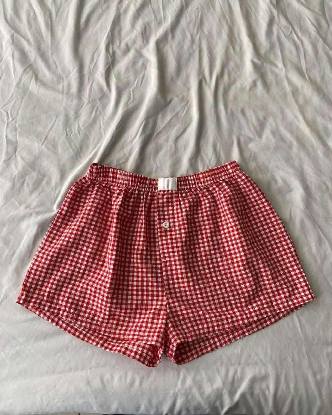 Aiertu  -  Harajuku Leisure Home Two Piece Sets Women Outfits Red Checkered Striped Pattern Y2k Summer Clothing for Women Camisole Shorts Aiertu