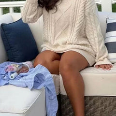 Aiertu  -  Vintage Women Knitted Pullovers Elegant Casual Oversize Long Sleeve Sweaters Autumn Winter Solid Lady Sweaters Street Aiertu