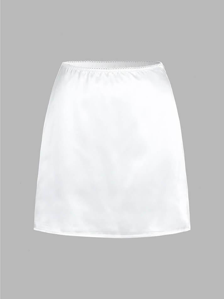 Aiertu  Lace Trim Satin Skirt Set Aiertu