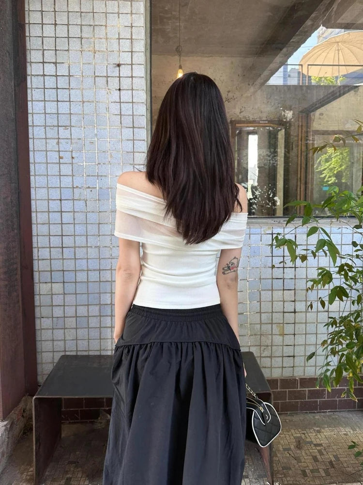 Aiertu  -  Y2k Aesthetics Fake Two Pieces T-shirt 2026 Fairy Grunge Halter Bodycon Tshirt Summer Harajuku Patchwork Irregular Bandage Tops Aiertu