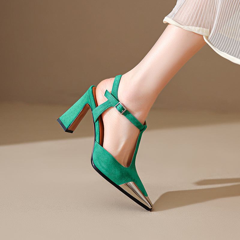 Aiertu  -  New Women Pumps Shoes High Heel Genuine Leather Fashion Casual Summer Sexy Square Toe Office Shoes Sandal Party Woman 34-41 Aiertu