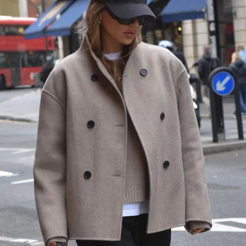 Aiertu  -  Casual Lapel Cotton Coats Women Loose Double Breasted Long Sleeve Jackets 2026 Autumn Winter New Female Chic Street Tops Outwear Aiertu