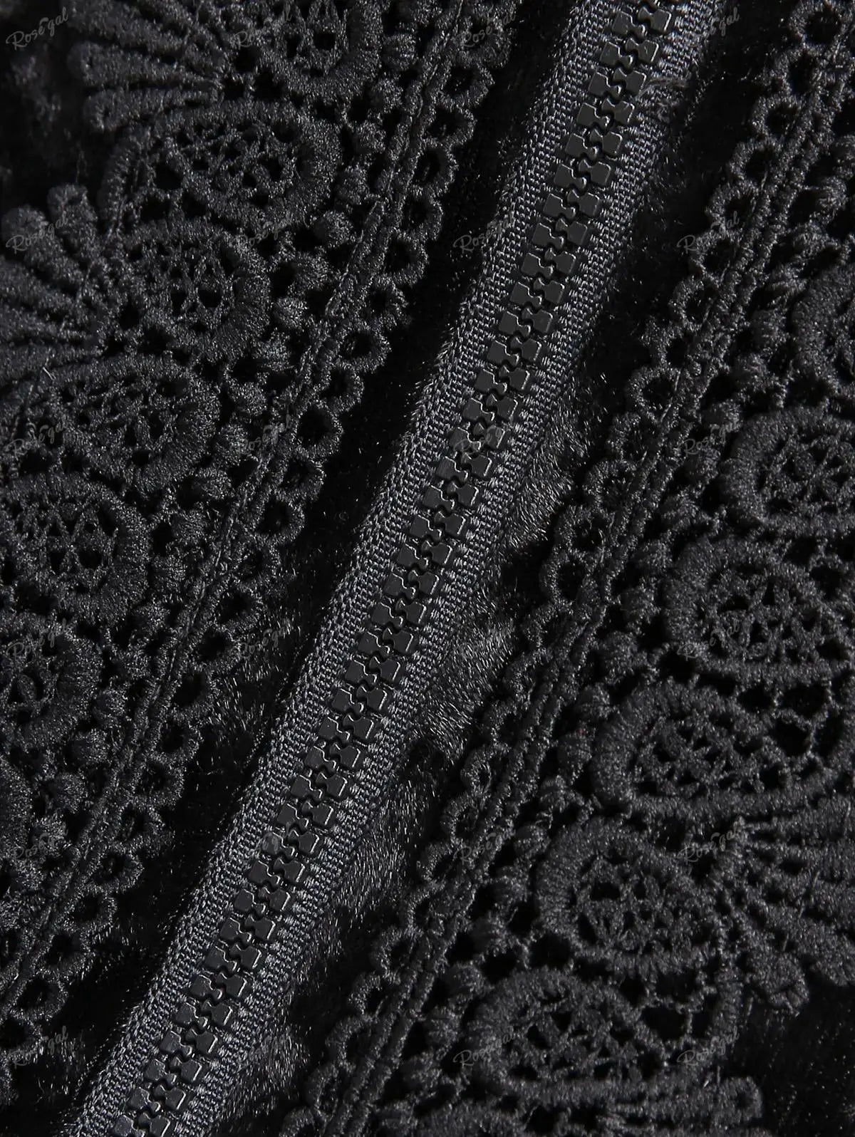 Aiertu  -  Plus Size Gothic Fur Coats Black Full Zipper Applique Panel Fur Trim Fluffy Collar Long Sleeves Velvet Coat Outwears Aiertu