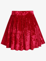Aiertu  -  Plus Size Velvet Mini A Line Skirt Ladies Christmas Skirts Red Fashion Bottoms Xmas Skirt Aiertu