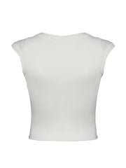 Aiertu - summer inspo Hot White Solid Basic Slim Low Bust V Neck Crop Tees Women Black Simple Fashion Short Sleeve Summer T Shirt Aiertu