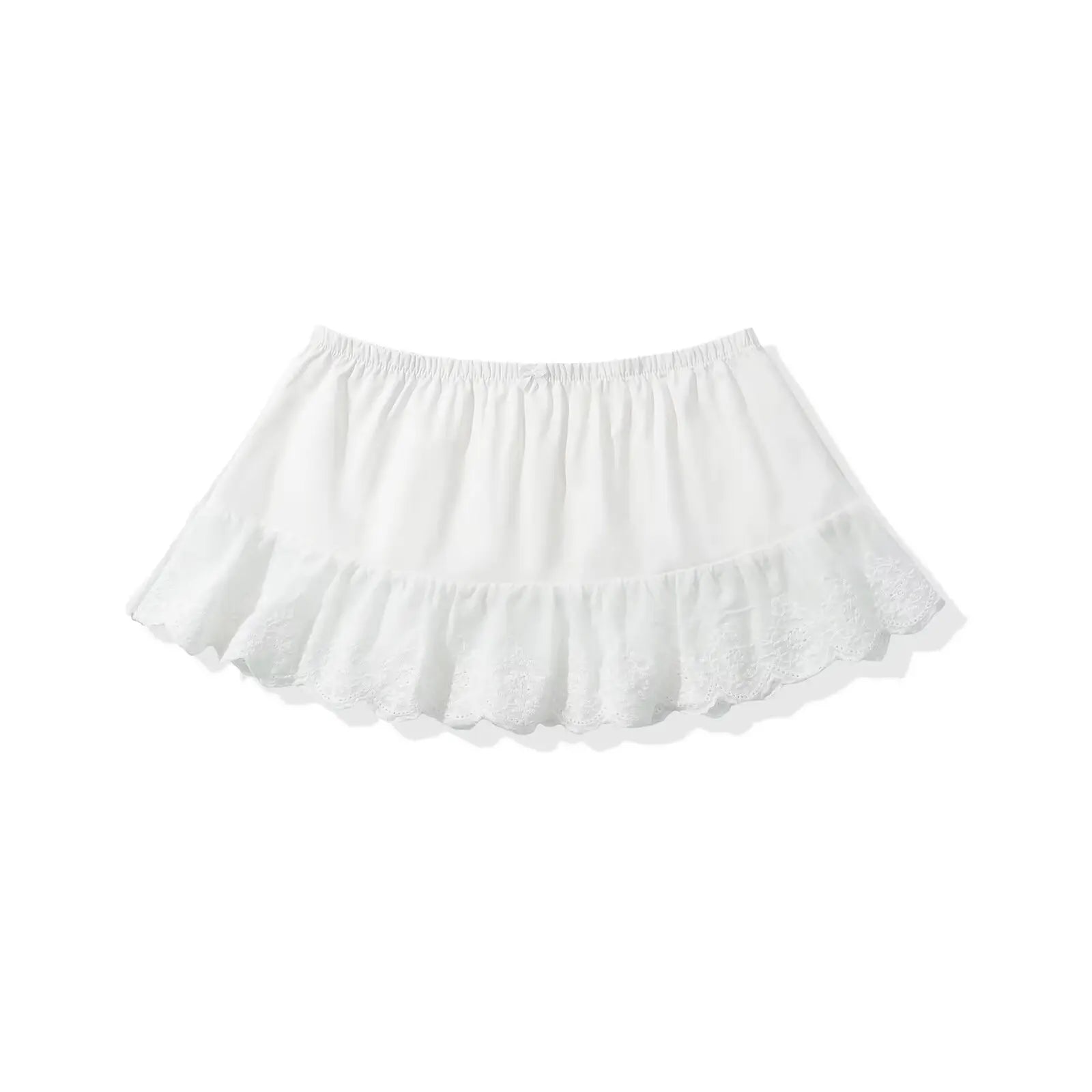 Aiertu  -  2025 Women Floral Embroidery Sexy Low Waist A-line Mini White Skirt Sweet Girl Cotton Holiday Summer Skirts Aiertu