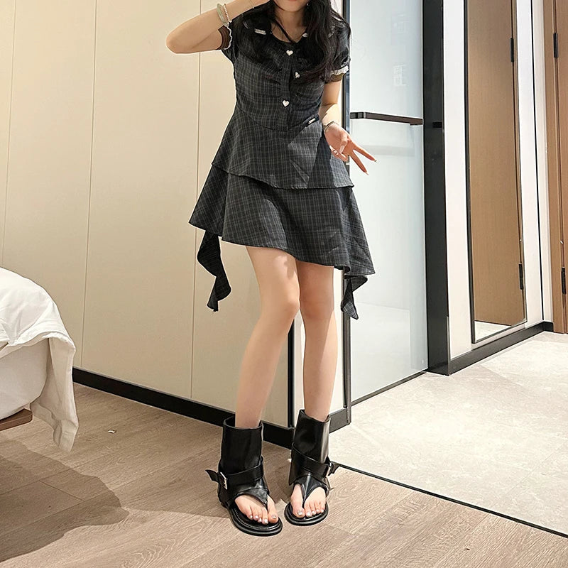 Aiertu  -  Women's Shoes Clip Toe Cool Women's Boots 2025 Summer New Flip Flops Travel Flat Heel Roman Boots Sandals Aiertu