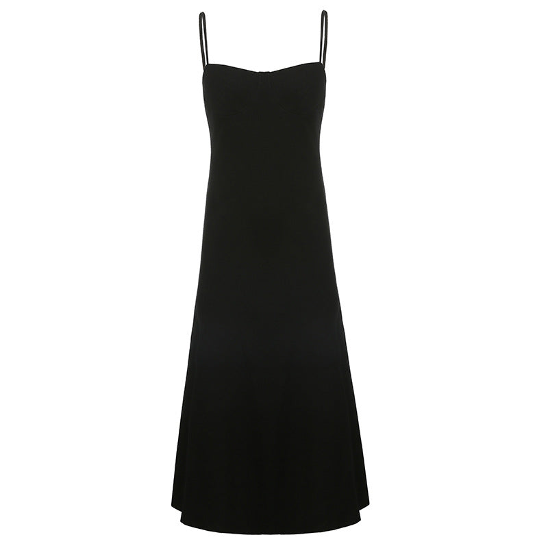 Aiertu - Black Bodycon Ribbed Maxi Dress Aiertu