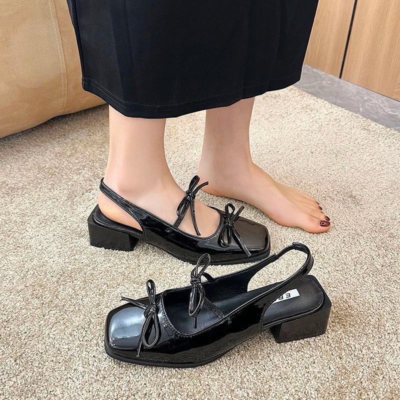 Aiertu  -  Summer Fashion Cover Toe Sandals Women Butterfly-knot Fashion Party Dress Singbacks Mules Shoes Zapatos De Mujer Aiertu