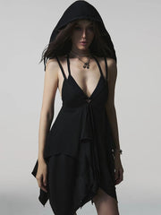 Aiertu  -  Street Woman 2 Piece Set Sexy Frenulum Bra+v-Neck Dress Lace-Up Sleeveless Midnight Cool Backless Hottie Matching Suit Aiertu