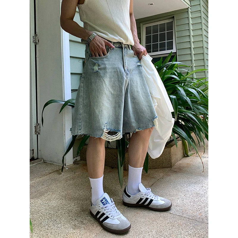 Aiertu  Summer Women's Retro 90s Wide Leg Baggy Casual Denim Shorts Harajuku Aesthetic High Waist Loose Shorts Fashion Punk Shorts Aiertu