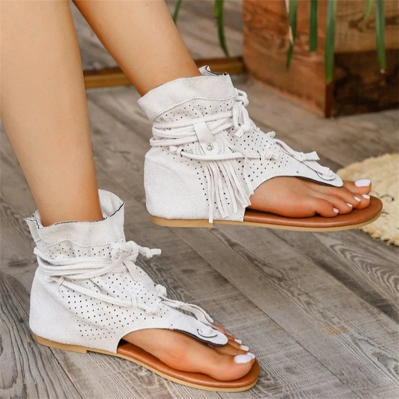 Aiertu  -  Summer Fashion Sexy Flat Casual Comfort Sandals Women's Round Toe Breathable Solid Color Slippers Daily Sandalias De Mujer Aiertu