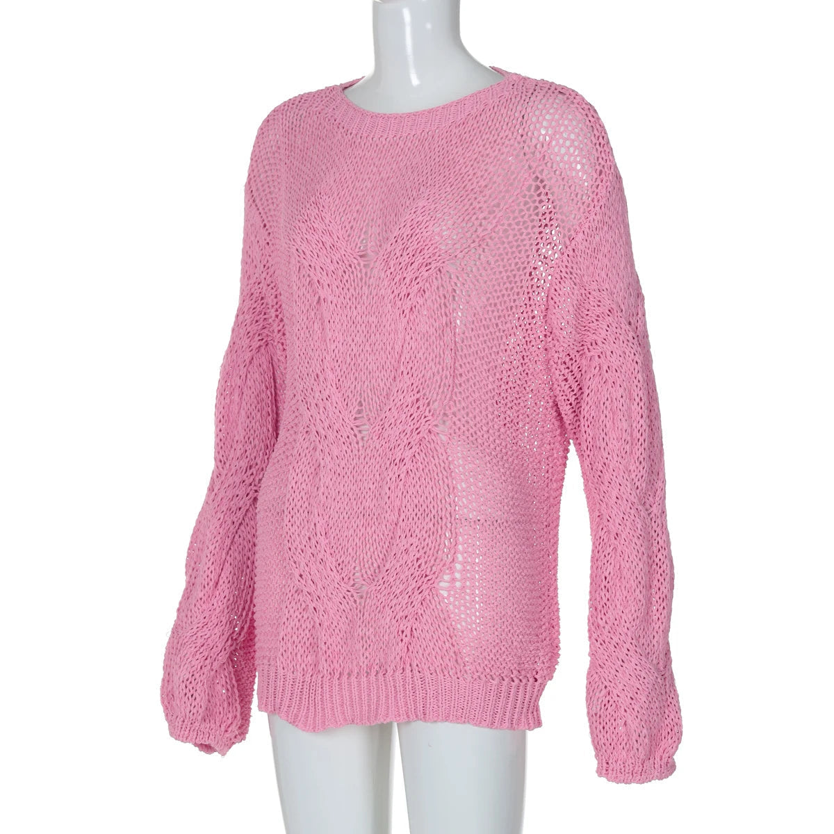 Aiertu  -  See Through Loose Long Sleeves Crochet Sweater Korean Style Pullovers Casual Streetwear Top For Autumn Aiertu
