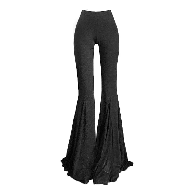 Aiertu  -  Lounge Stitch Tulle Yoga Pants Women Black Solid Slim Bootcut High Waist Bell Bottoms Workout Leggings Female Clothes Aiertu