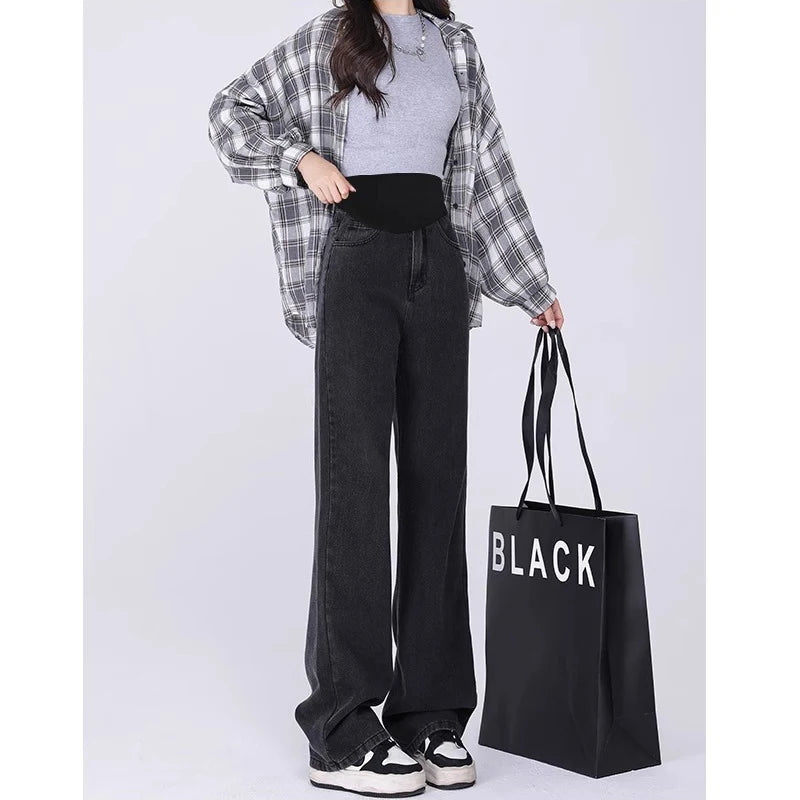Aiertu Fashion Maternity Jeans Maternal Clothes for Pregnant Wide Leg Pants Belly Support Trousers Premama Clothing Pregnancy Aiertu