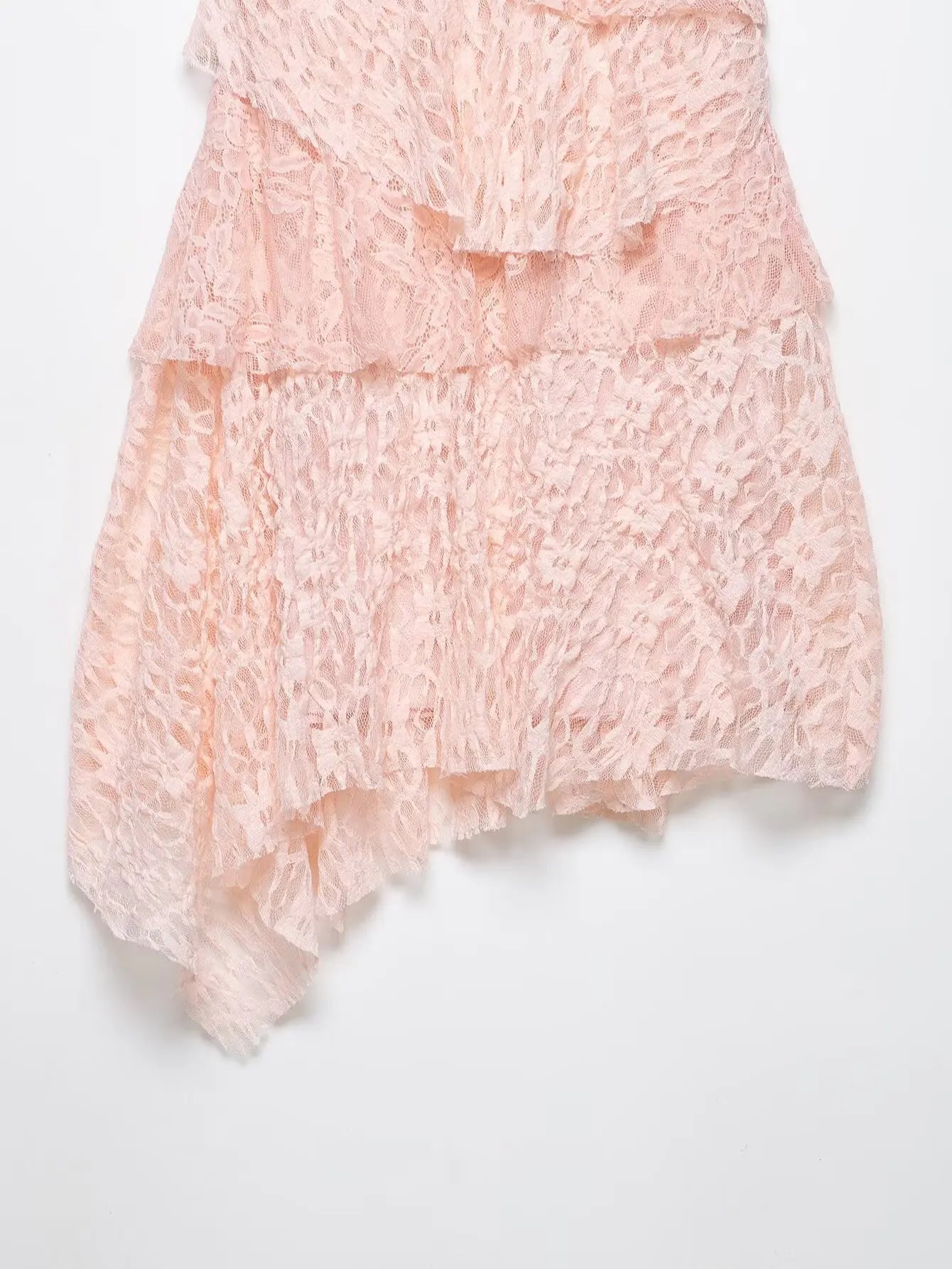 AIERTU  -  Women Sexy Pink Lace Dress V Neck Ruffle Sleeveless Mini Dress Summer Layered Mesh Dress Party Night Clubwear Fairy Dress Aiertu