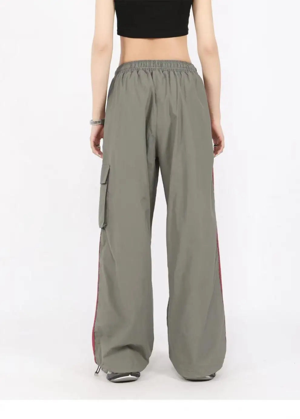 Aiertu Drawstring Waist Striped Side Pocket Pants Aiertu