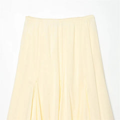 AIERTU  -  French Elegant Layered Midi Skirt Women Fairycore High Waist Pleated Ruffle Skirts Summer Solid Chic Casual A-Line Long Jupe Aiertu