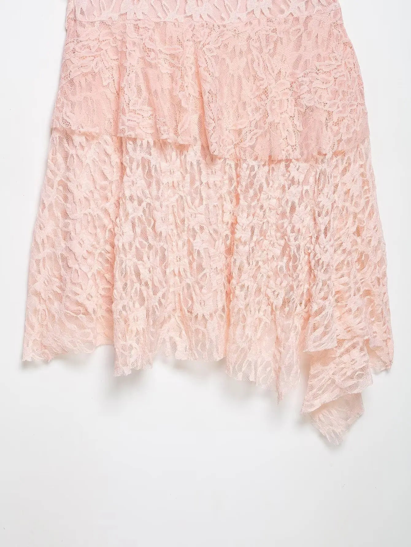 AIERTU  -  Women Sexy Pink Lace Dress V Neck Ruffle Sleeveless Mini Dress Summer Layered Mesh Dress Party Night Clubwear Fairy Dress Aiertu