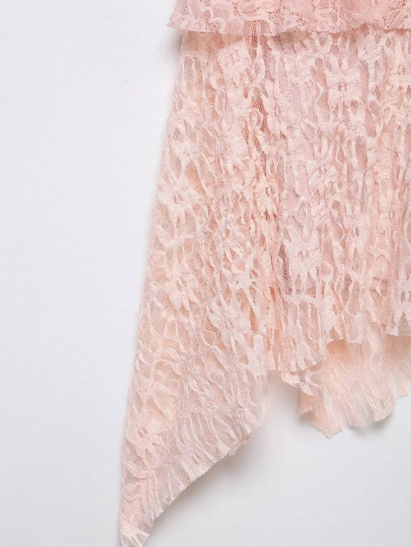 AIERTU  -  Women Sexy Pink Lace Dress V Neck Ruffle Sleeveless Mini Dress Summer Layered Mesh Dress Party Night Clubwear Fairy Dress Aiertu