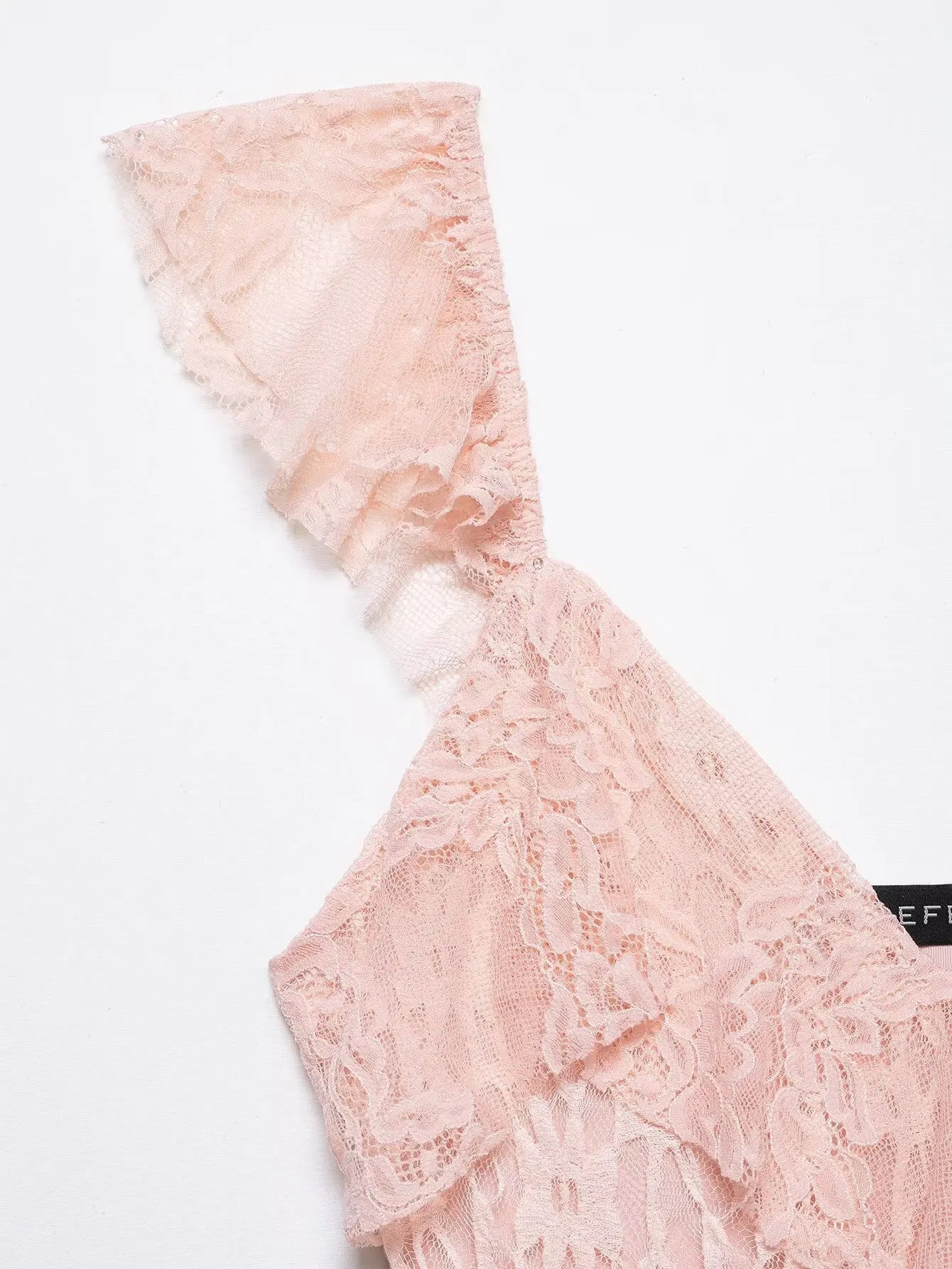 AIERTU  -  Women Sexy Pink Lace Dress V Neck Ruffle Sleeveless Mini Dress Summer Layered Mesh Dress Party Night Clubwear Fairy Dress Aiertu