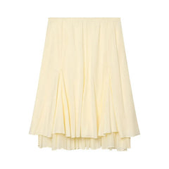 AIERTU  -  French Elegant Layered Midi Skirt Women Fairycore High Waist Pleated Ruffle Skirts Summer Solid Chic Casual A-Line Long Jupe Aiertu