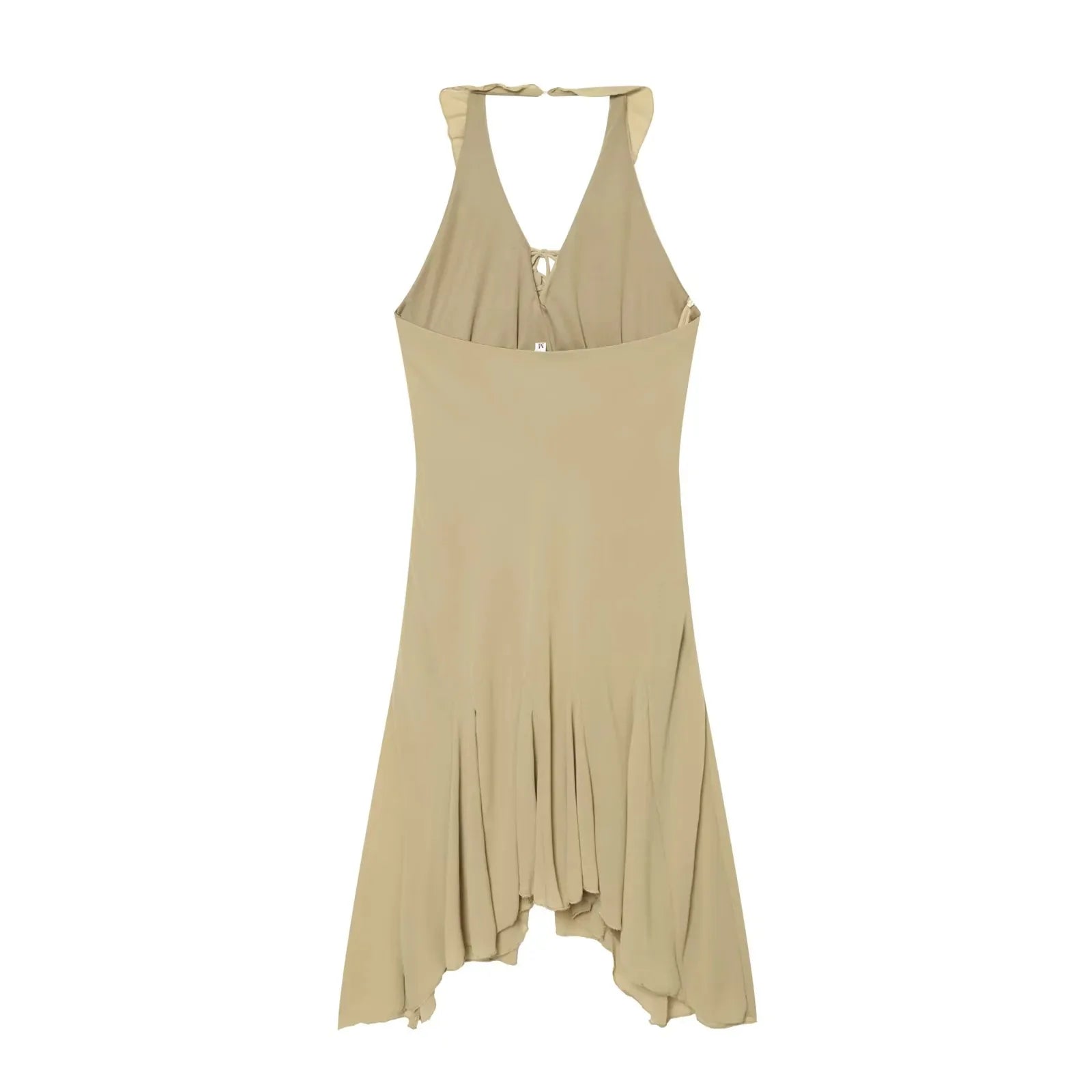 AIERTU  -  Y2K Halter Ruffle Mini Dress Women Sexy Deep V Neck Backless Dresses Summer Elegant Irregular Hem Beach Sundress Vestidos Aiertu