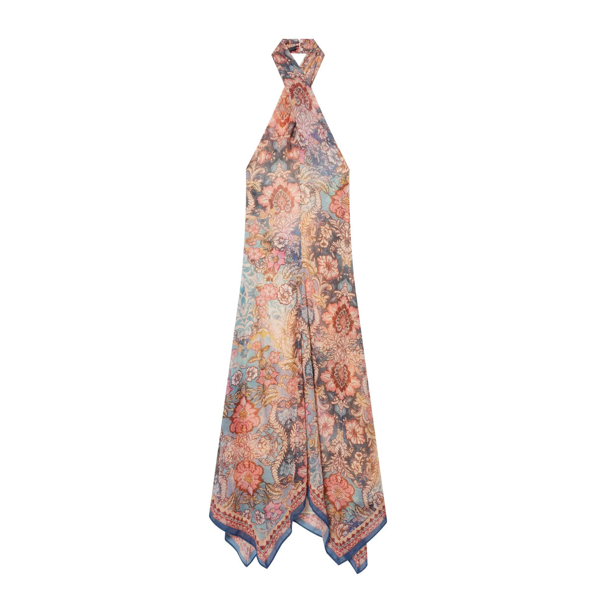 AIERTU  -  Elegant Paisley Print Halter Dress Women Sexy Backless Irregular Hem Chiffon Scarf Dress Female Summer Party Club Midi Vestido Aiertu