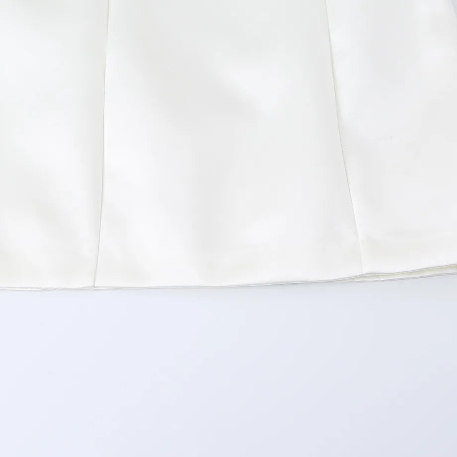 AIERTU  -  Women Modern Cheongsam Dress Frog Button White Satin Qipao Cap Sleeve Bodycon Mini Dresses Elegant Chic New Chinese Style Aiertu