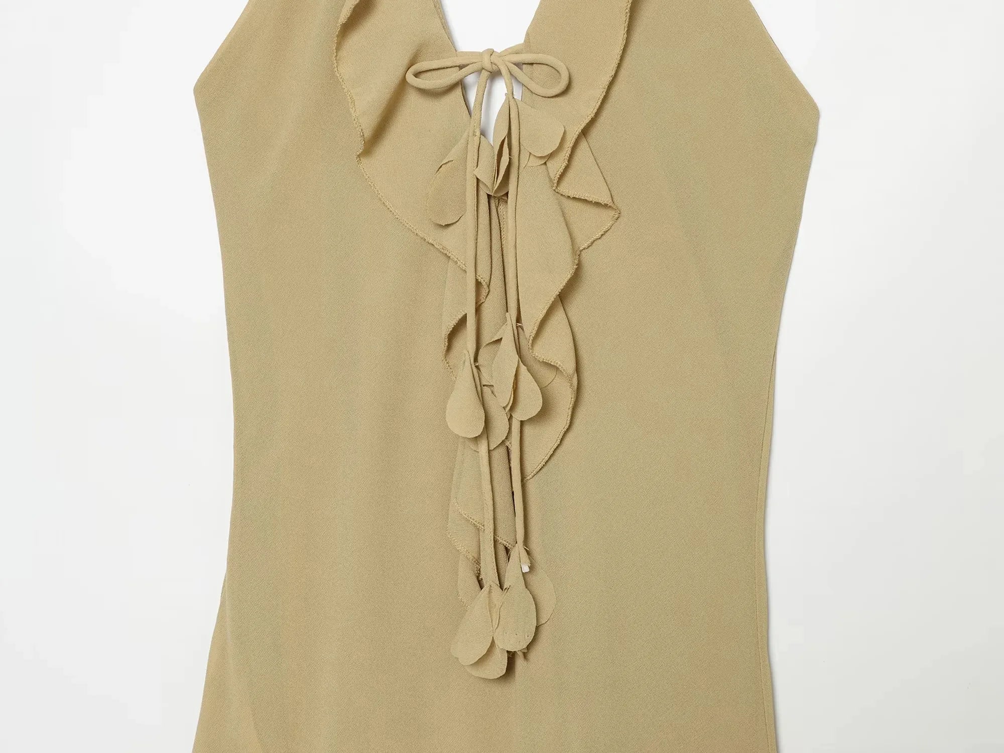 AIERTU  -  Y2K Halter Ruffle Mini Dress Women Sexy Deep V Neck Backless Dresses Summer Elegant Irregular Hem Beach Sundress Vestidos Aiertu