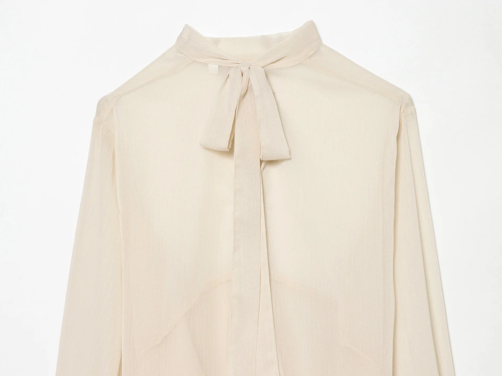 AIERTU  -  Elegant Office Lady Silk Satin Blouse Women Summer See Through Flare Cuff Shirt Solid White Bow Tie Tops Chic Workwear Robe Aiertu