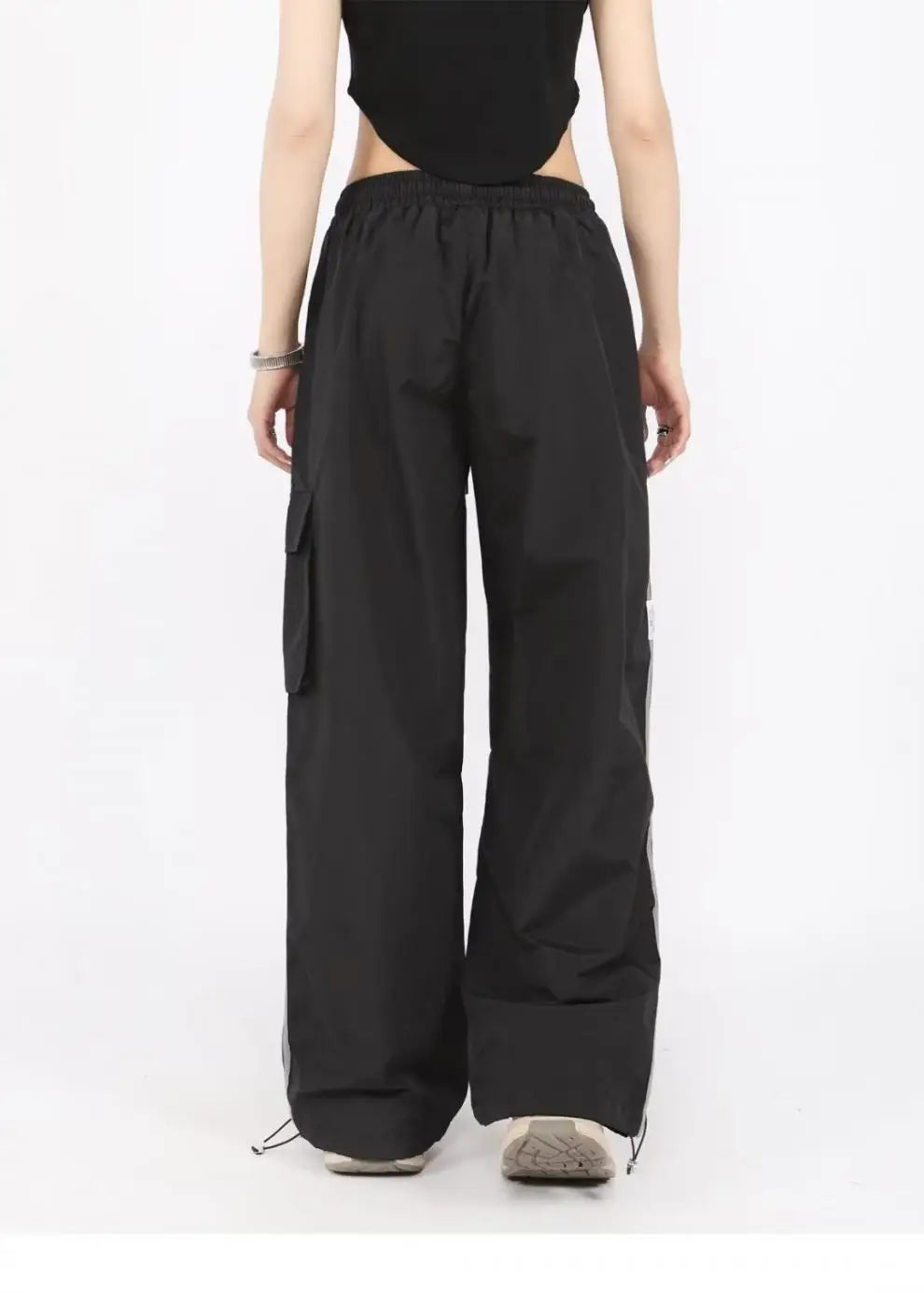 Aiertu Drawstring Waist Striped Side Pocket Pants Aiertu