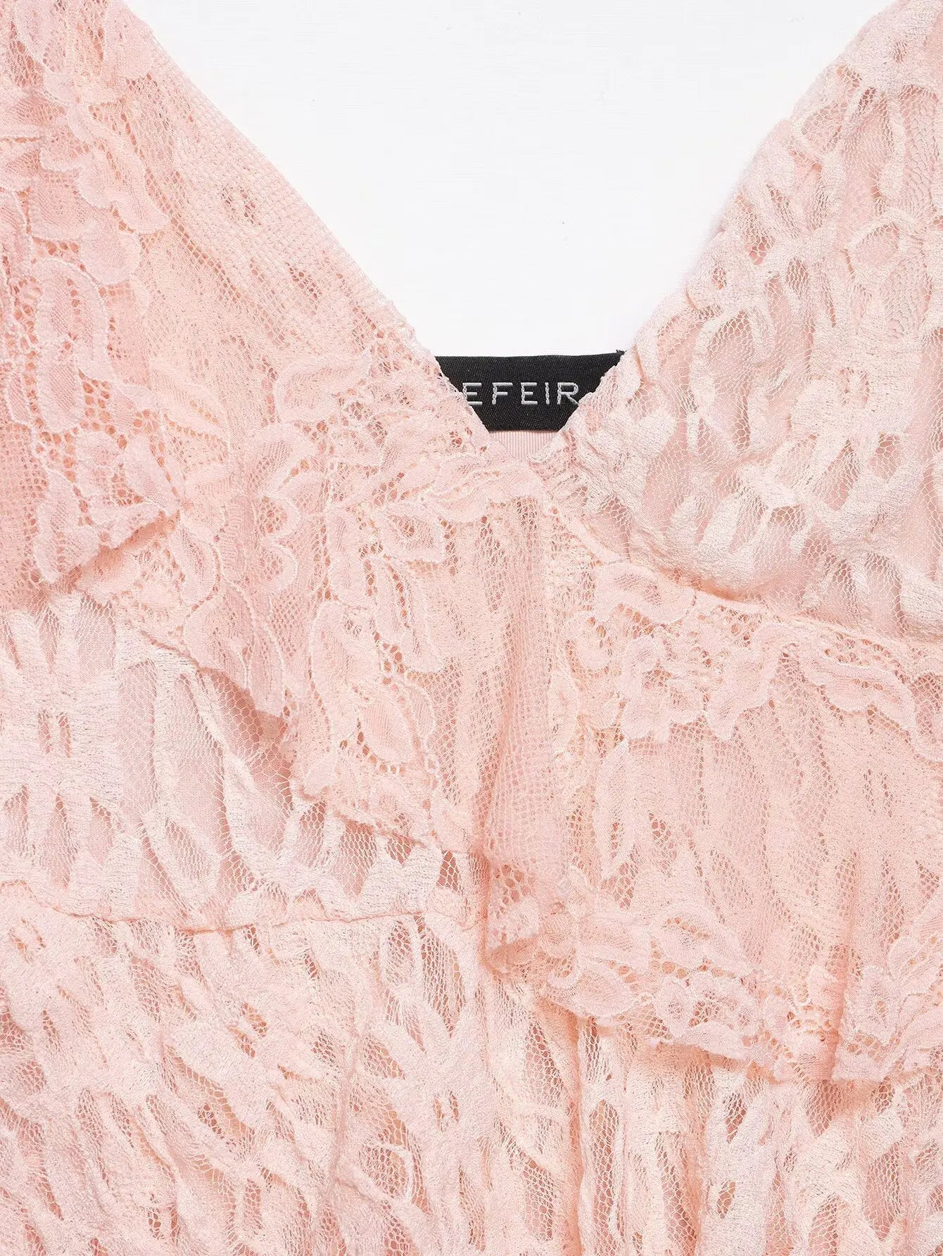 AIERTU  -  Women Sexy Pink Lace Dress V Neck Ruffle Sleeveless Mini Dress Summer Layered Mesh Dress Party Night Clubwear Fairy Dress Aiertu