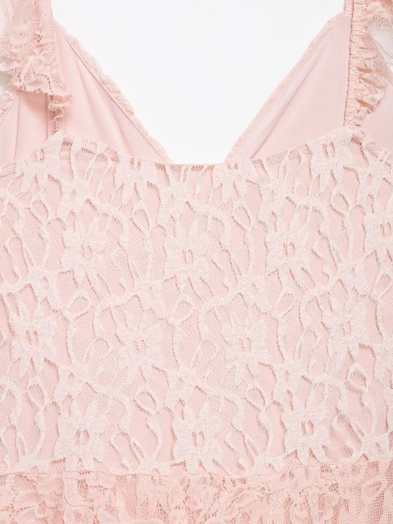 AIERTU  -  Women Sexy Pink Lace Dress V Neck Ruffle Sleeveless Mini Dress Summer Layered Mesh Dress Party Night Clubwear Fairy Dress Aiertu