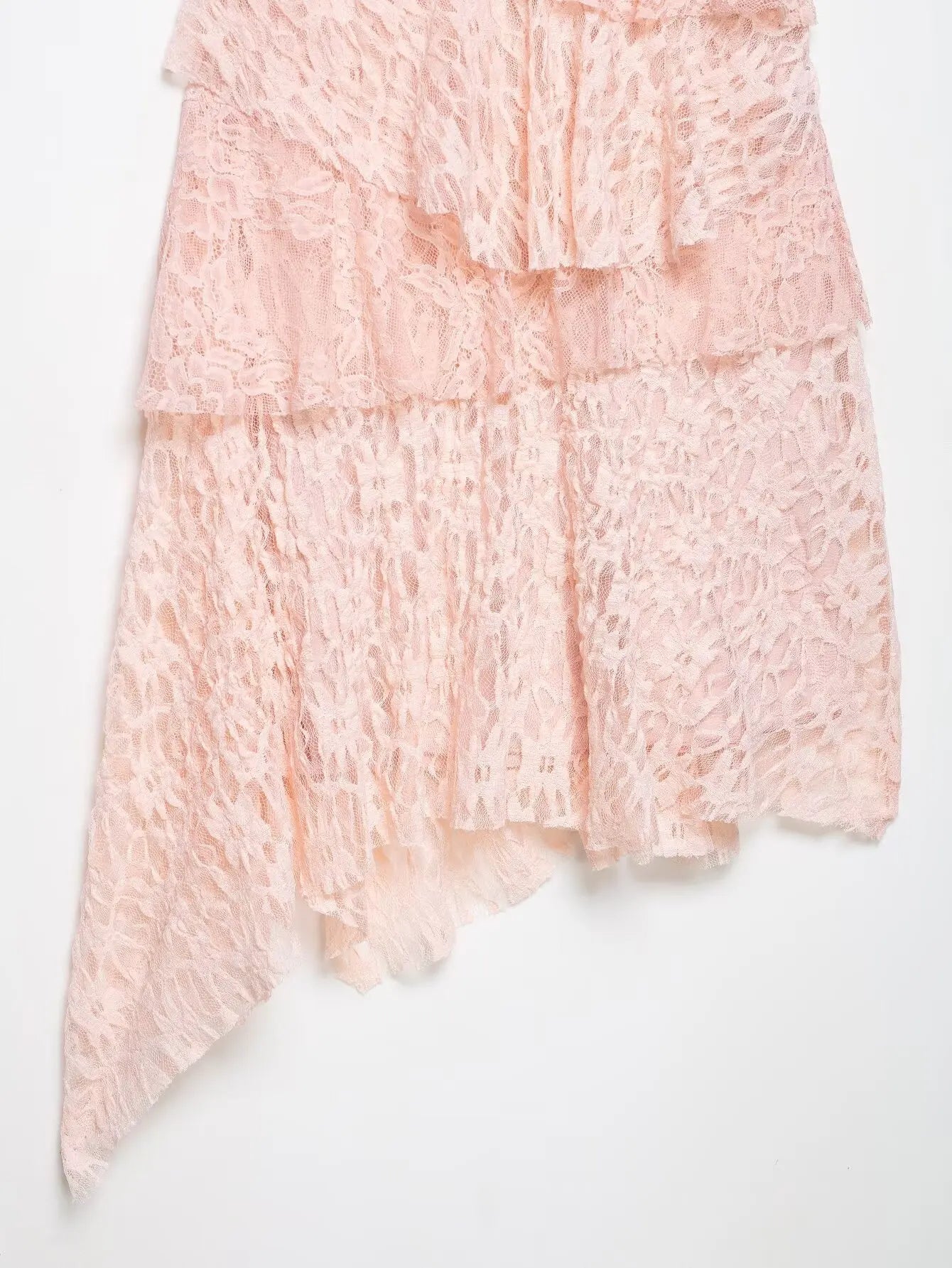 AIERTU  -  Women Sexy Pink Lace Dress V Neck Ruffle Sleeveless Mini Dress Summer Layered Mesh Dress Party Night Clubwear Fairy Dress Aiertu