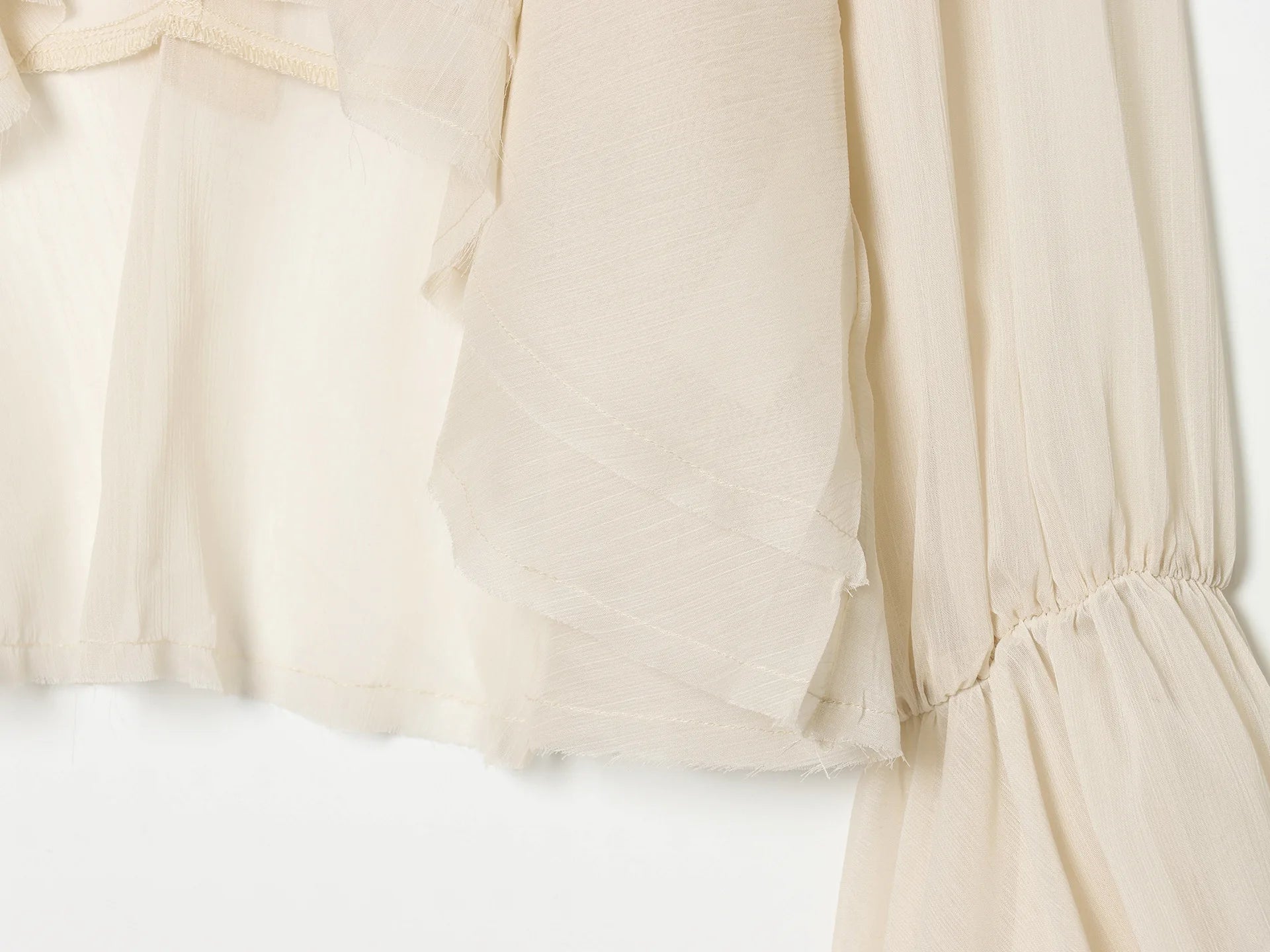 AIERTU  -  Elegant Office Lady Silk Satin Blouse Women Summer See Through Flare Cuff Shirt Solid White Bow Tie Tops Chic Workwear Robe Aiertu