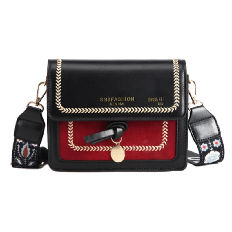 Aiertu Contrast color Leather Crossbody Bags For Women Travel Handbag Fashion Simple Shoulder Messenger Bag Ladies Cross Body Bag Aiertu