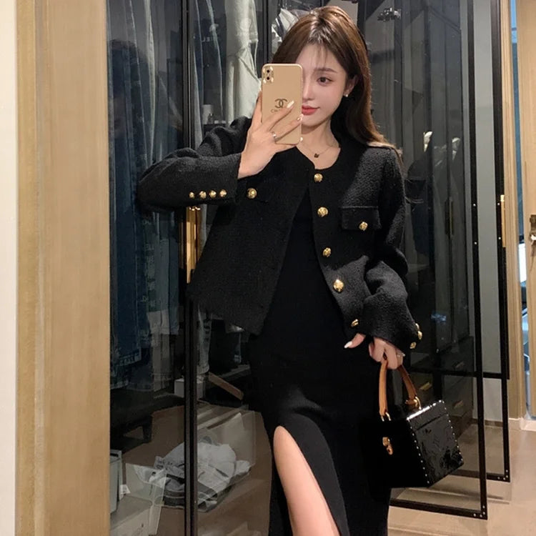 Aiertu High Quality Fashion Small Fragrance Tweed Jacket Coat Women Korean Elegant Coats 2023 New Spring French Vintage Outerwear Top Aiertu