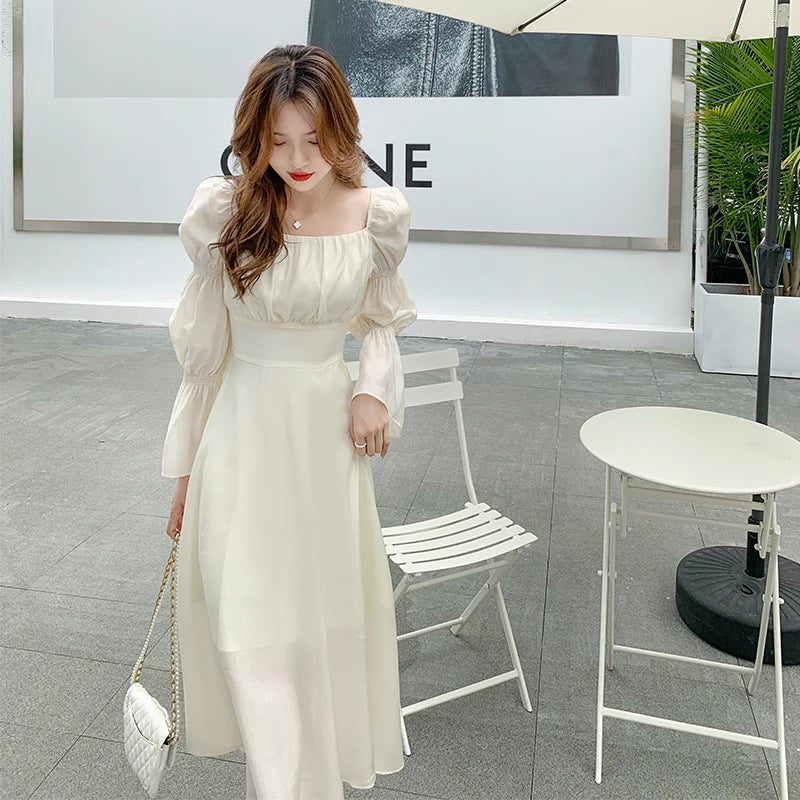 Aiertu Backless Sexy Vintage Fairy Dress Women Sweet Elegant Princess Evening Party Dresses Female Casual Korean Long Sleeve Chic Dress Aiertu