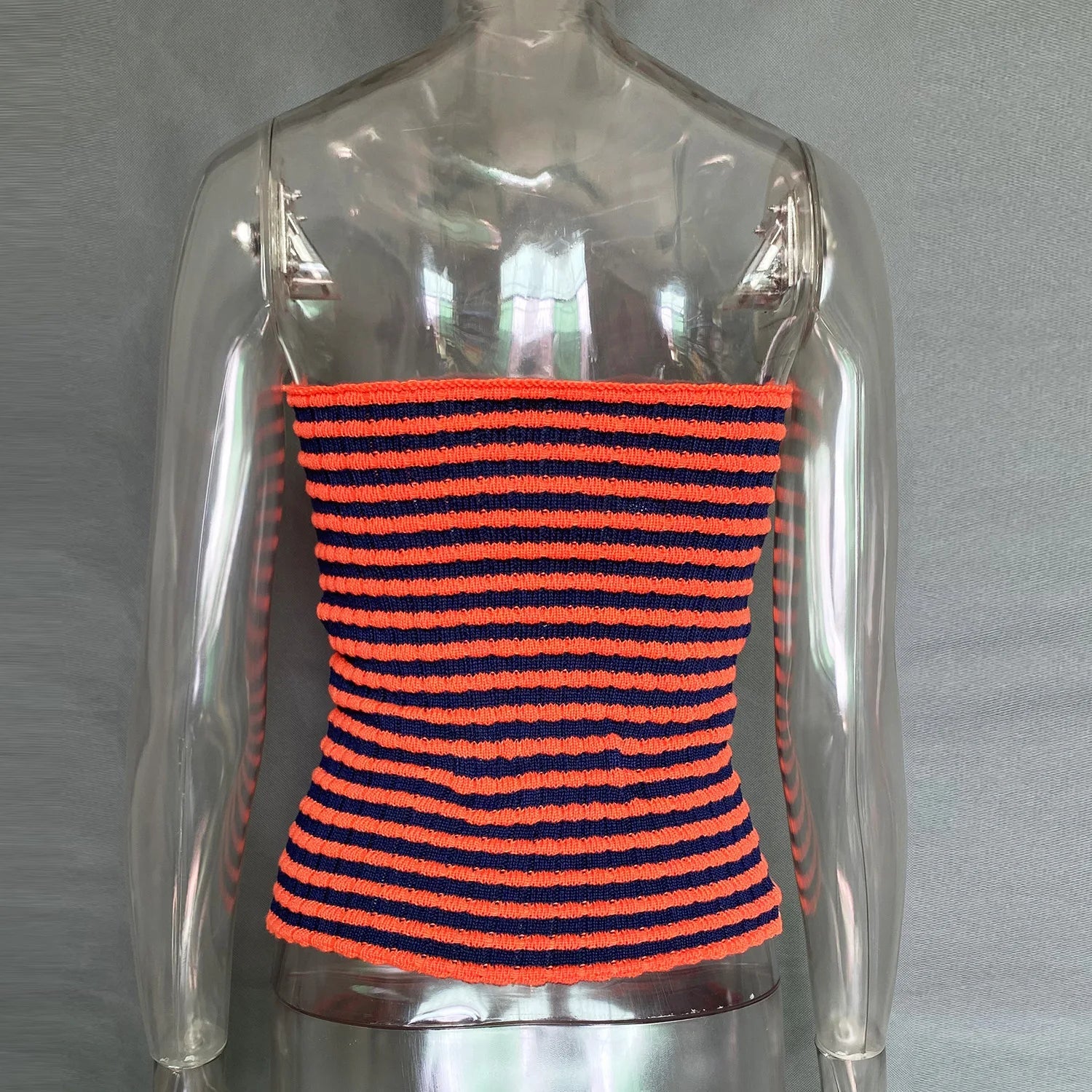 AIERTU  -  Off Shoulder Knit Tube Top Sexy Strapless Backless Bustier Tops For Women Stripe Cropped Top Hot Summer Streetwear Femme Aiertu