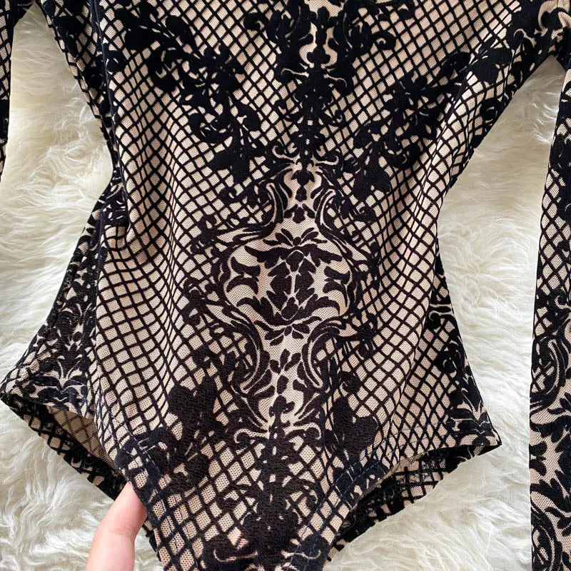 Aiertu Women Sexy Backless Rompers Fashion Korean Bodycon Jumpsuits New Summer Chic Streetwear Flocking Slim Bodysuit Aiertu
