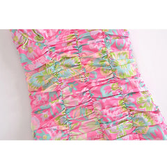 Aiertu Romantic Women Fashion Backless Flower Print Sling Sexy Dress Ladies Draped Bodycon Mini Club Party Dress Summer Robe Aiertu
