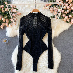 Aiertu Women Sexy Backless Rompers Fashion Korean Bodycon Jumpsuits New Summer Chic Streetwear Flocking Slim Bodysuit Aiertu
