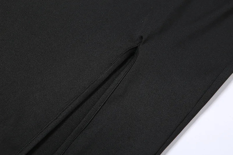 AIERTU  - Summer Dress Spaghetti Straps Halter Deep V Neck Cut Out Long Side Split Dresses For Women Sexy Party Vestidos Black Aiertu