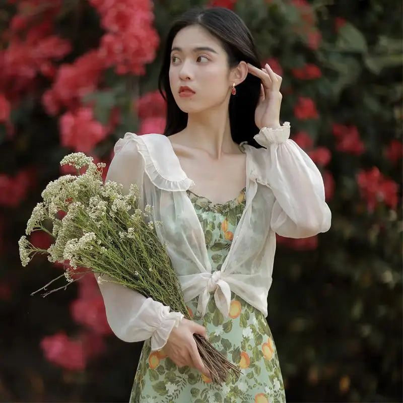 Aiertu Sexy Floral Fairy Dresses Women Summer Elegant Long Evening Vacation Dress Vintage Beach Backless Print Party Strap Dress Aiertu