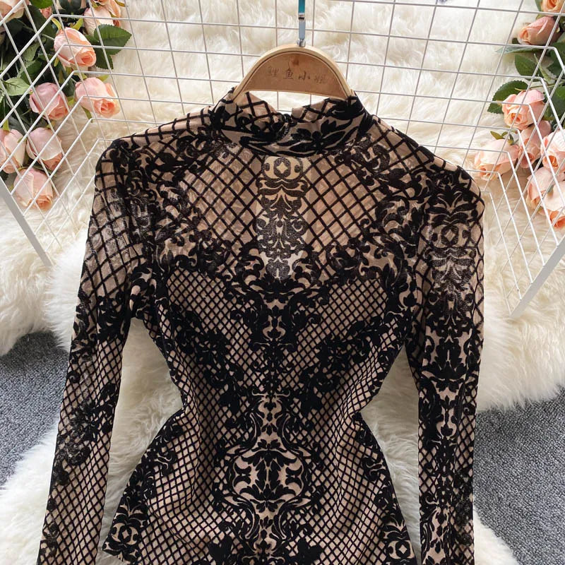 Aiertu Women Sexy Backless Rompers Fashion Korean Bodycon Jumpsuits New Summer Chic Streetwear Flocking Slim Bodysuit Aiertu