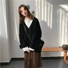 Aiertu Sweaters Women Knitting Cardigans Casual Spring V-Neck Long Sleeve Daily Solid Mujer Clothes Single Breasted Brown College aiertu